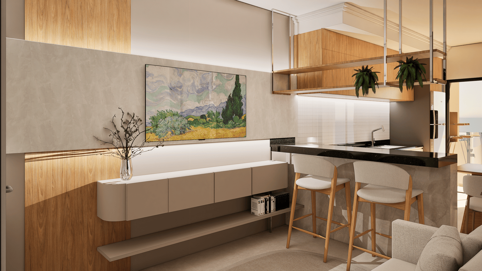 Projeto de Interiores Cozinha e Sala para Eneida - Projeta Ai